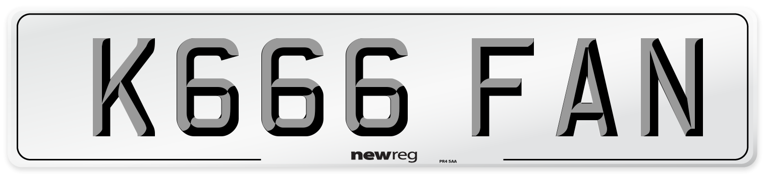 K666 FAN Number Plate from New Reg